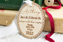 Load image into Gallery viewer, Personalized Baby Birth Stats Ornament, Baby's First Christmas Ornament, Gift for Parents and Grandparents
