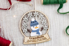 Load image into Gallery viewer, Snowman Grandkids Ornament, Grandparent Gift, Personalized Family Christmas Ornament
