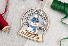 Load image into Gallery viewer, Snowman Grandkids Ornament, Grandparent Gift, Personalized Family Christmas Ornament

