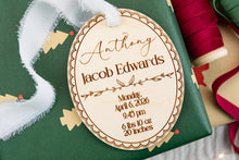 Load image into Gallery viewer, Personalized Baby Birth Stats Ornament, Baby's First Christmas Ornament, Gift for Parents and Grandparents
