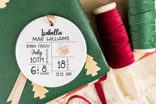 Load image into Gallery viewer, Personalized Birth Stats Ornament for Baby, Gift for New Parents,  Custom Newborn Keepsake

