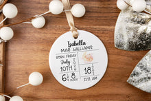 Load image into Gallery viewer, Personalized Birth Stats Ornament for Baby, Gift for New Parents,  Custom Newborn Keepsake
