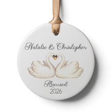 Load image into Gallery viewer, Personalized Romantic Married Swan Ornament, First Christmas Married, Custom Wedding Gift for Couple
