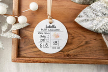 Load image into Gallery viewer, Personalized Birth Stats Ornament for Baby, Gift for New Parents,  Custom Newborn Keepsake
