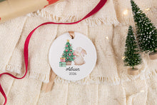 Load image into Gallery viewer, Custom Bunny Kid's Name Ornament, Christmas Gift for Kids, Ceramic Name Ornament for Grandkids
