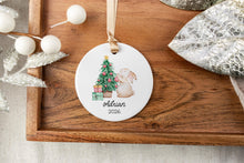 Load image into Gallery viewer, Custom Bunny Kid's Name Ornament, Christmas Gift for Kids, Ceramic Name Ornament for Grandkids
