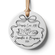 Load image into Gallery viewer, Personalized Happily Ever After Swan Wedding Ornament, Newlywed Gift for Couples, First Christmas Married
