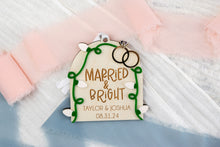 Load image into Gallery viewer, Personalized Married &amp; Bright Ornament, Newlywed Christmas Ornament, Christmas Lights Wedding Ornament
