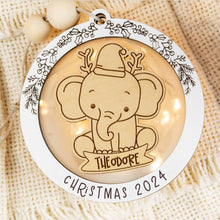 Load image into Gallery viewer, Elephant Baby&#39;s First Christmas Ornament, Custom Name Ornament for Kids, Made For Kids or Babies
