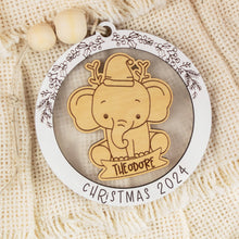 Load image into Gallery viewer, Elephant Baby&#39;s First Christmas Ornament, Custom Name Ornament for Kids, Made For Kids or Babies
