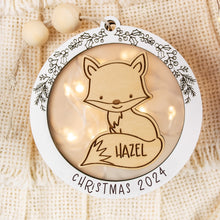 Load image into Gallery viewer, Personalized Fox Baby&#39;s First Christmas Ornament, Custom Name Ornament for Kids, Options for Kids and Babies
