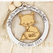 Load image into Gallery viewer, Personalized Fox Baby&#39;s First Christmas Ornament, Custom Name Ornament for Kids, Options for Kids and Babies
