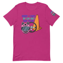 Load image into Gallery viewer, Sorry I Cant My Car and I Have Plans Autocross T-Shirt - Pink Helmet &amp; Purple Writing
