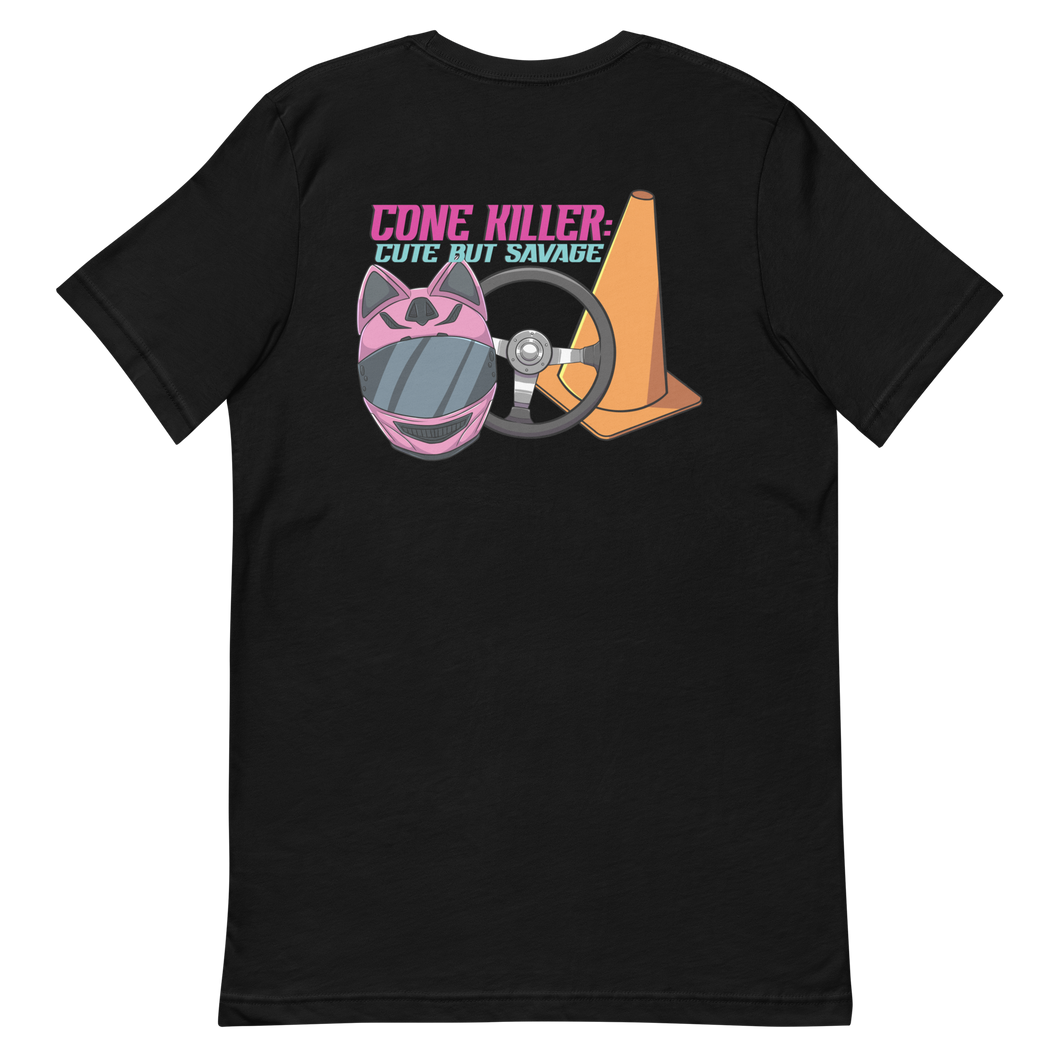 Cone Killer Cute but Savage Autocross T-Shirt: Pink Helmet Edition