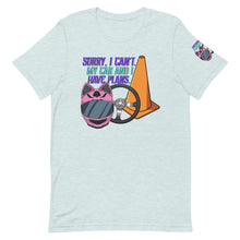 Load image into Gallery viewer, Sorry I Cant My Car and I Have Plans Autocross T-Shirt - Pink Helmet &amp; Purple Writing
