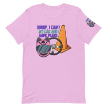 Load image into Gallery viewer, Sorry I Cant My Car and I Have Plans Autocross T-Shirt - Pink Helmet &amp; Purple Writing
