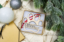Load image into Gallery viewer, Personalized Wood Dog Paw Ornament
