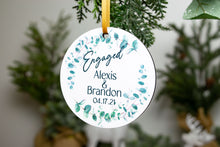 Load image into Gallery viewer, Eucalyptus Engaged Christmas Ornament - Personalized Engagement Gift

