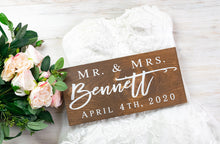 Load image into Gallery viewer, Mr and Mrs Last Name Sign with Wedding Date
