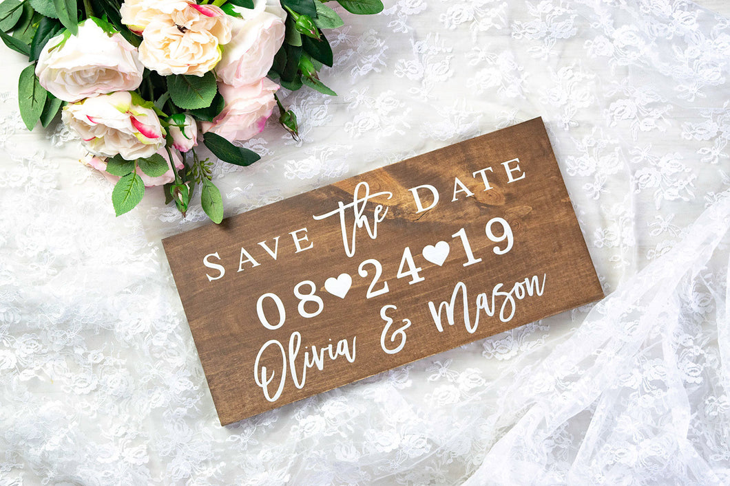 Save the Date Sign with Names and Wedding Date
