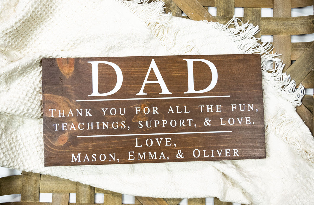 Thank You Dad Sign - Personalized Fathers Day Gift