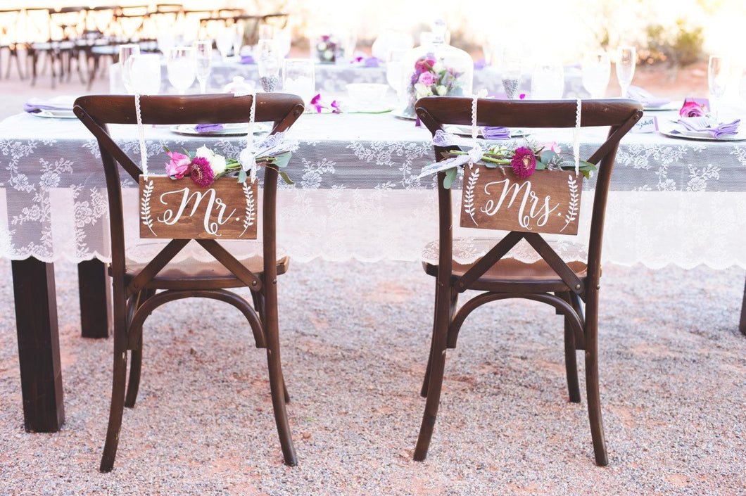 Rustic Wedding Mr and Mrs Chair Signs - 10