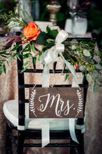 Load image into Gallery viewer, Rustic Wedding Mr and Mrs Chair Signs - 10&quot; by 5.5&quot;
