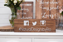 Load image into Gallery viewer, Wood Hashtag Social Media Wedding Sign
