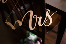 Load image into Gallery viewer, Laser Cut Wooden Mr and Mrs Wedding Chair Signs
