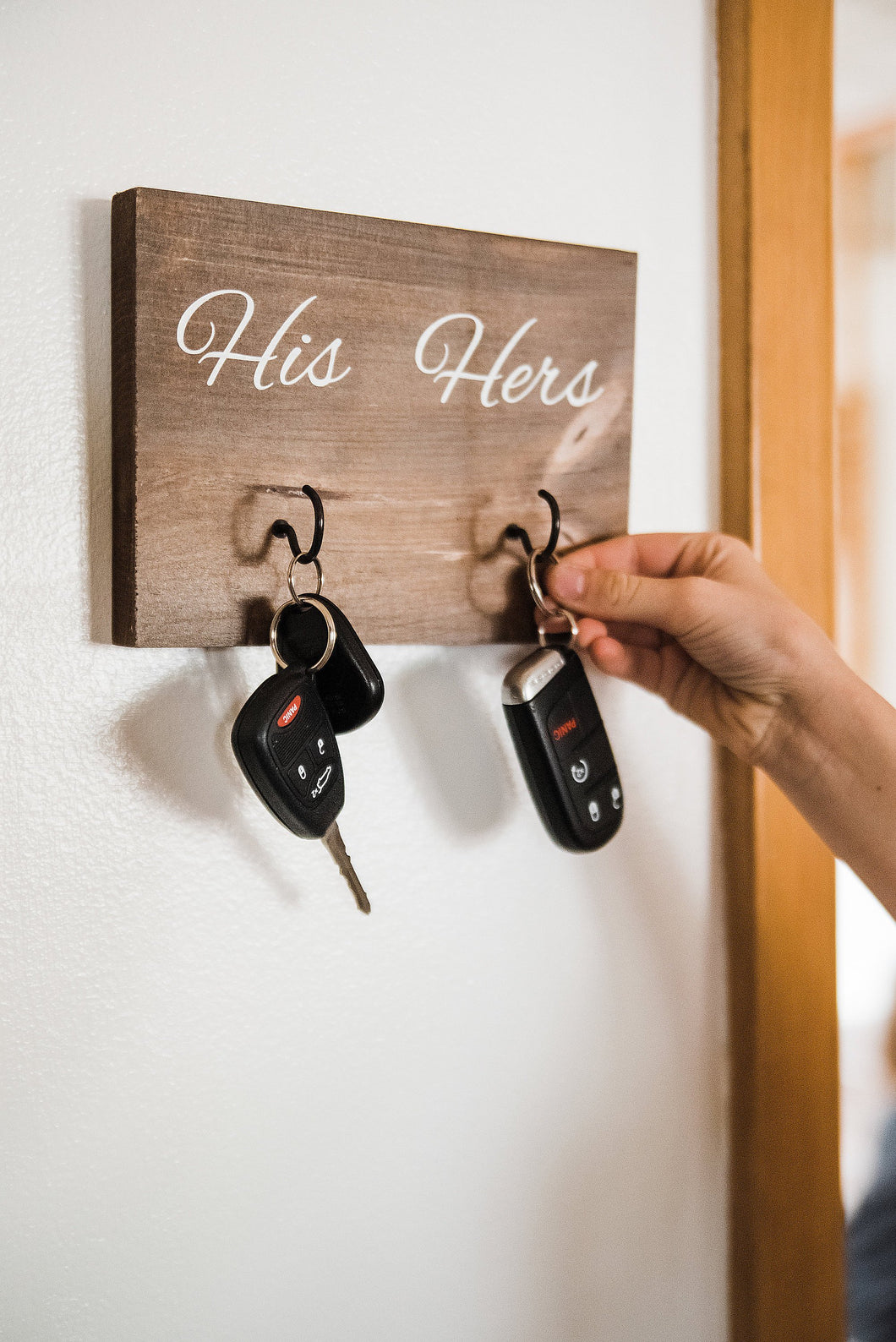 Wooden Wall Mounted His and Hers Key Holder