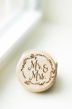 Load image into Gallery viewer, Engraved Mr and Mrs Wooden Ring Bearer Box
