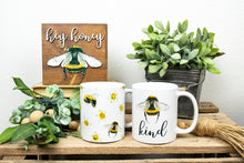 Load image into Gallery viewer, Bee Gift Set - Bee Kind Mug, Bee Pattern Mug, &amp; Hey Honey Sign
