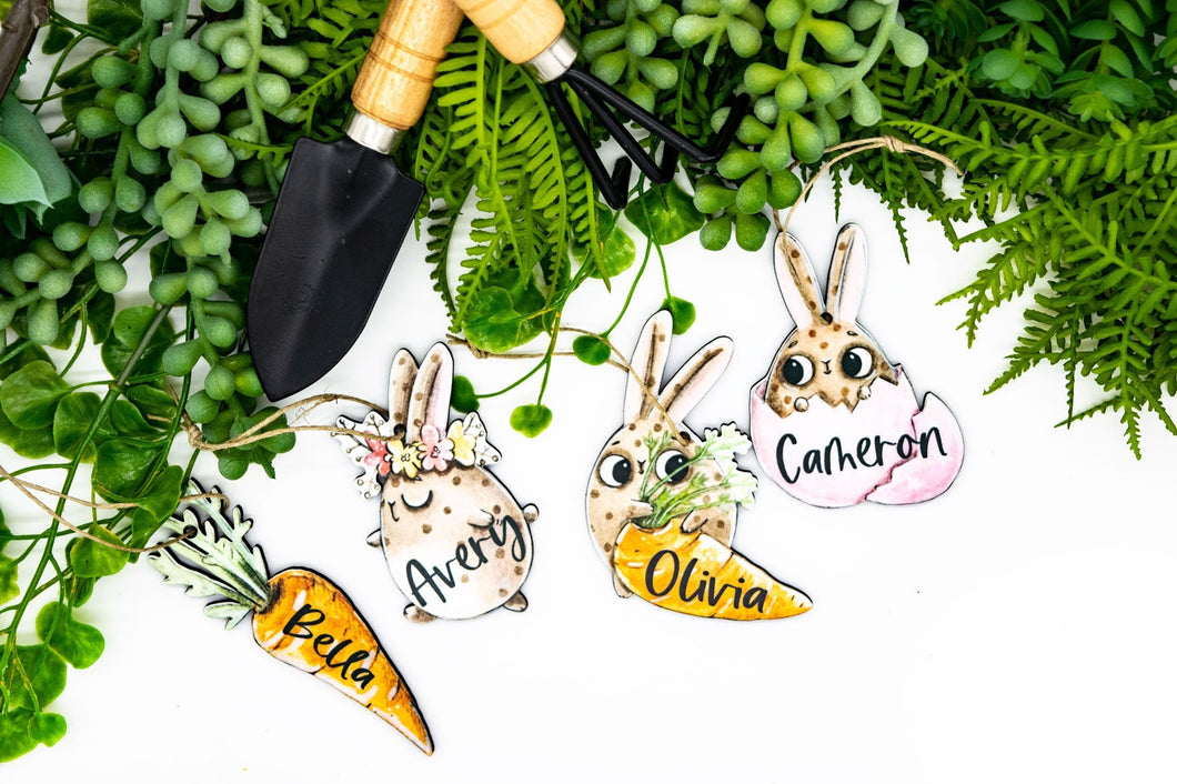 Funny Cartoon Bunny Easter Basket Tags