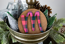 Load image into Gallery viewer, Buffalo Plaid Christmas Monogram Mini Sign - Holiday Tier Tray Decor
