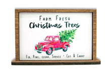 Load image into Gallery viewer, Farm Fresh Christmas Trees Red Truck Mini Sign - Tiered Tray Decor
