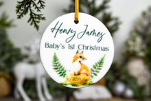 Load image into Gallery viewer, Personalized Babys First Christmas Ornament, Woodland Fox Christmas Ornament
