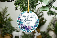 Load image into Gallery viewer, Mr and Mrs Last Name Moody Floral Christmas Ornament - Newlywed Christmas Gift
