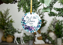 Load image into Gallery viewer, Mr and Mrs Last Name Moody Floral Christmas Ornament - Newlywed Christmas Gift
