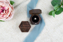 Load image into Gallery viewer, Peony &quot;Will You Marry Me?&quot; Proposal Engagement Ring Box, Walnut Single Slotted Ring Box
