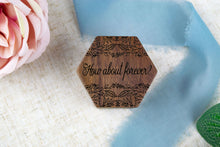 Load image into Gallery viewer, How About Forever Engagement Ring Box with Leaf Detail - Walnut Single Slotted Proposal Ring Box
