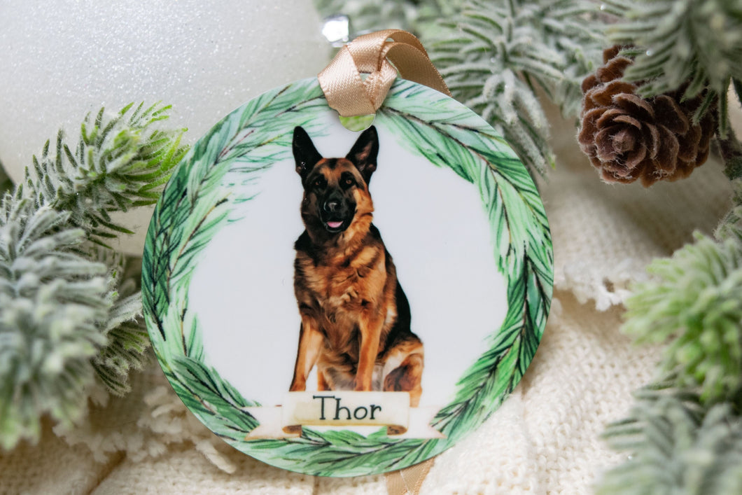 Custom German Shepherd Ornament - Personalized Dog Ornament - Choose from 4 Graphic Options