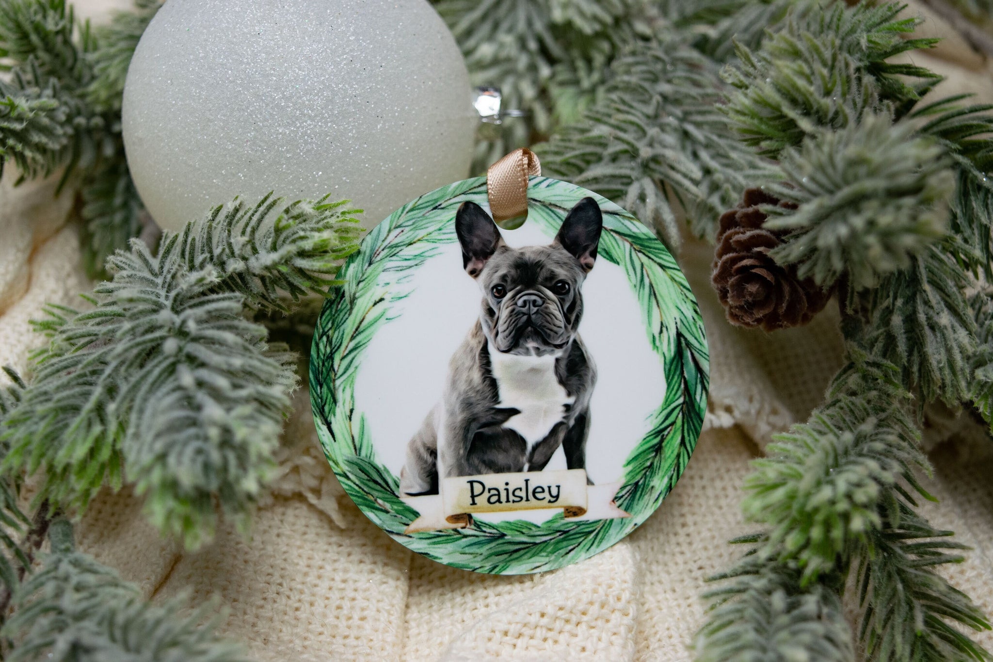 Custom French Bulldog Christmas Ornament French Bulldog Gifts Choo Cypress and Whim