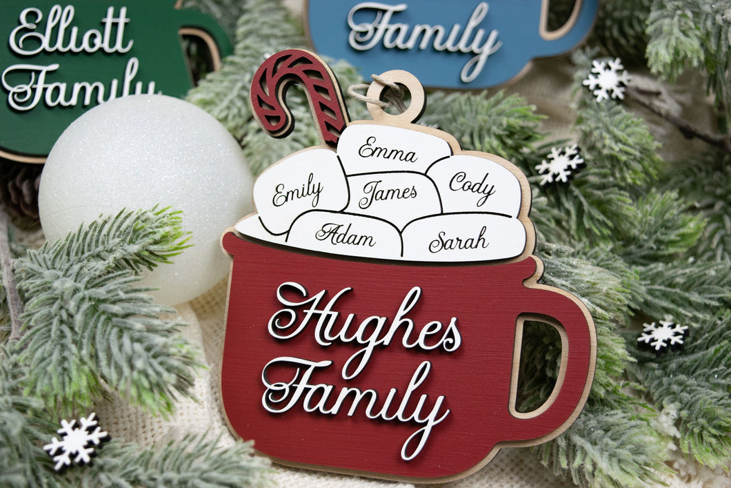 Personalized Hot Cocoa Ornament - Family Christmas Ornament