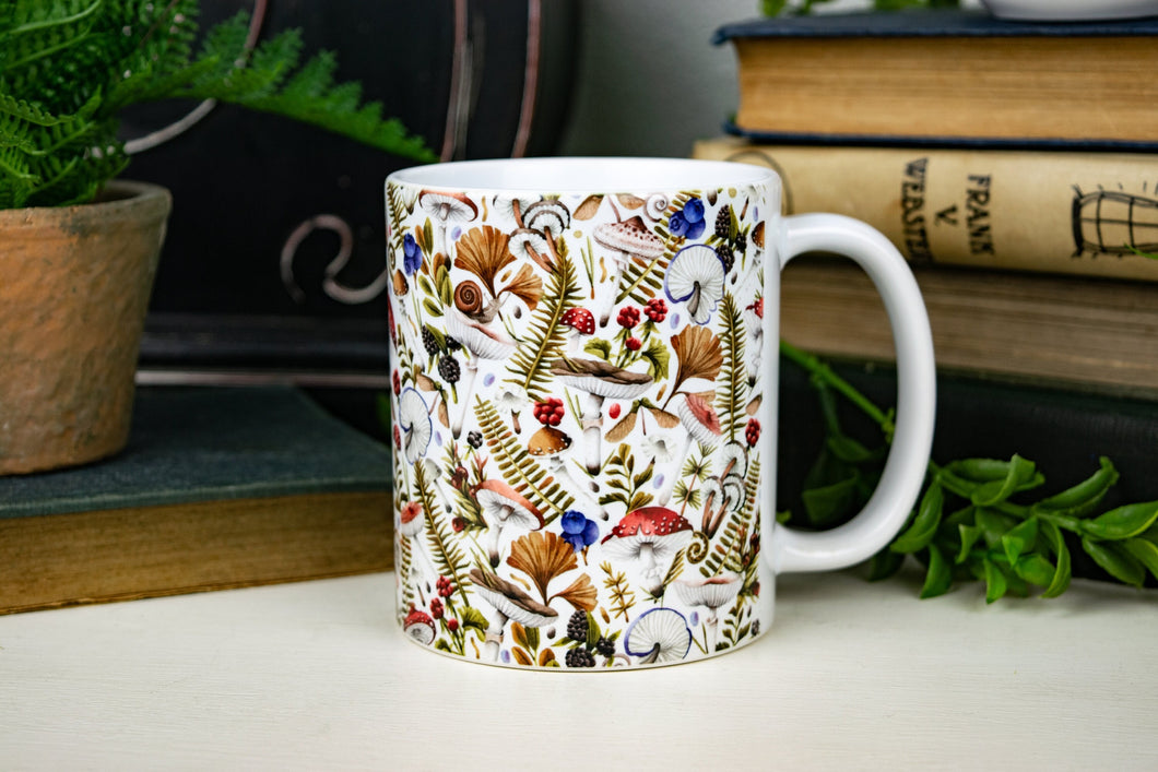 Botanical Mushroom and Fern Print Mug