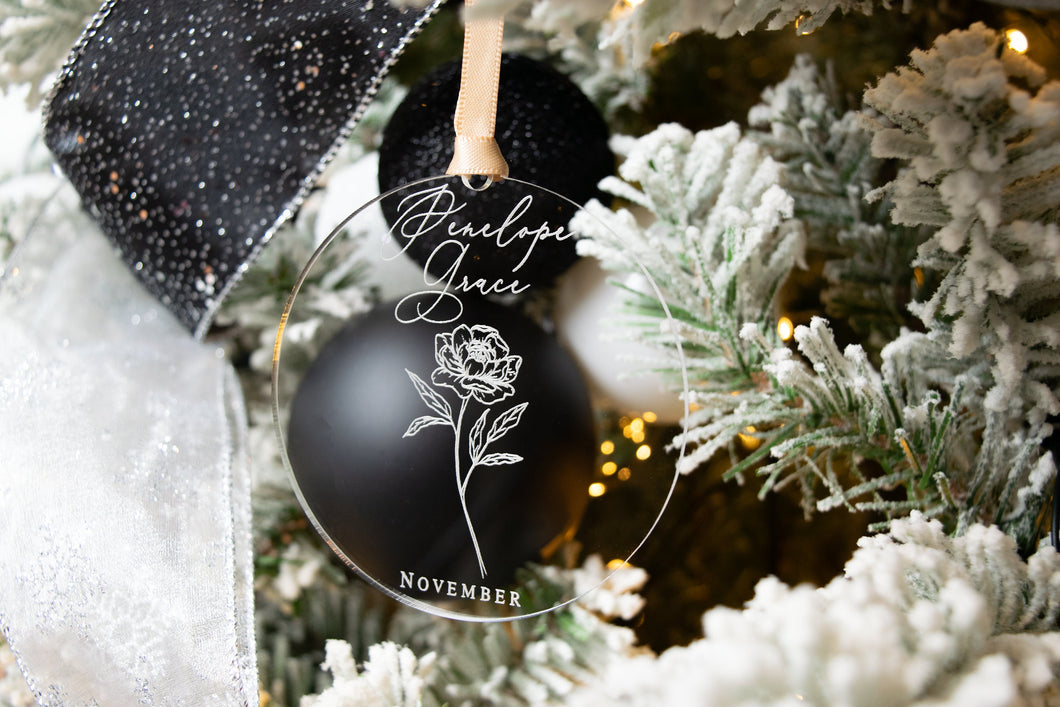 Acrylic Personalized Birth Month Flower Ornament
