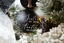 Load image into Gallery viewer, Acrylic Sister Est to Auntie Est Christmas Ornament - Christmas Baby Announcement for Sister
