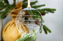 Load image into Gallery viewer, Acrylic Personalized Promoted to Grandparents Ornament - Eucalyptus Wreath Design
