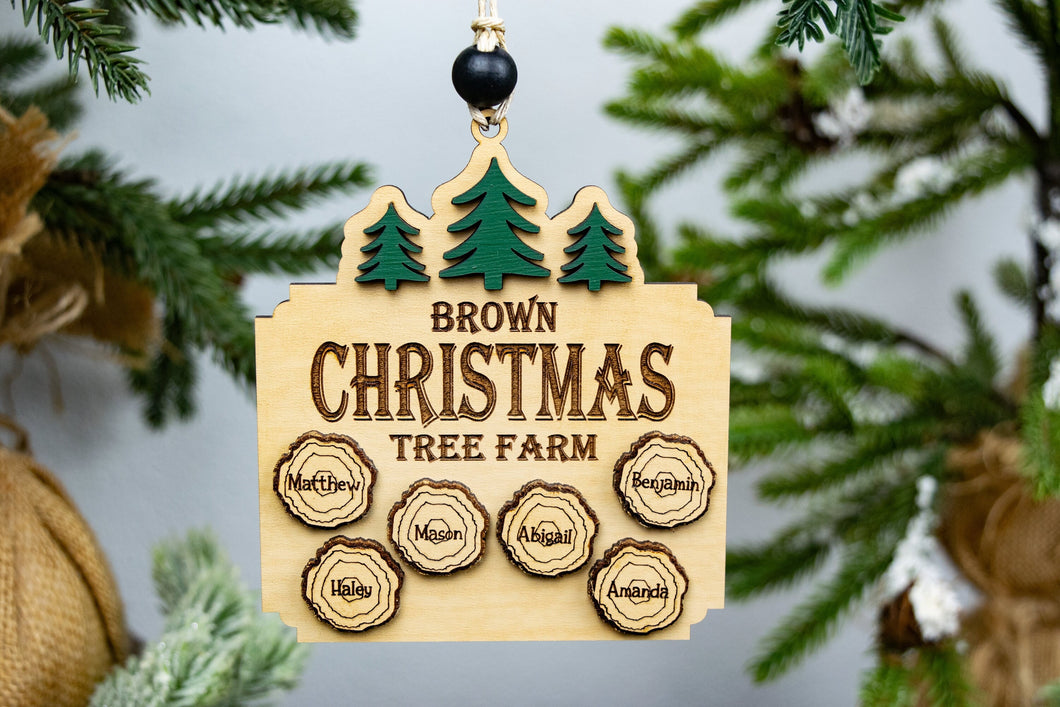 Personalized Family Christmas Tree Farm Ornament - Christmas Gift for Family