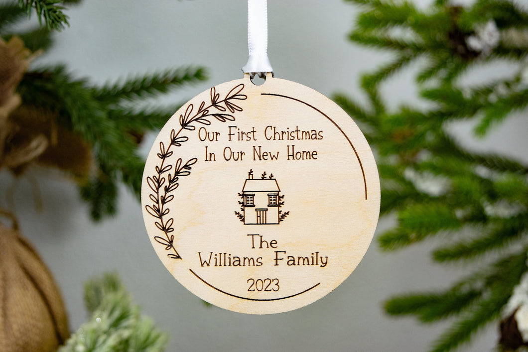 Our First Christmas in Our New Home Ornament - Family Housewarming Gift - Cottage Style
