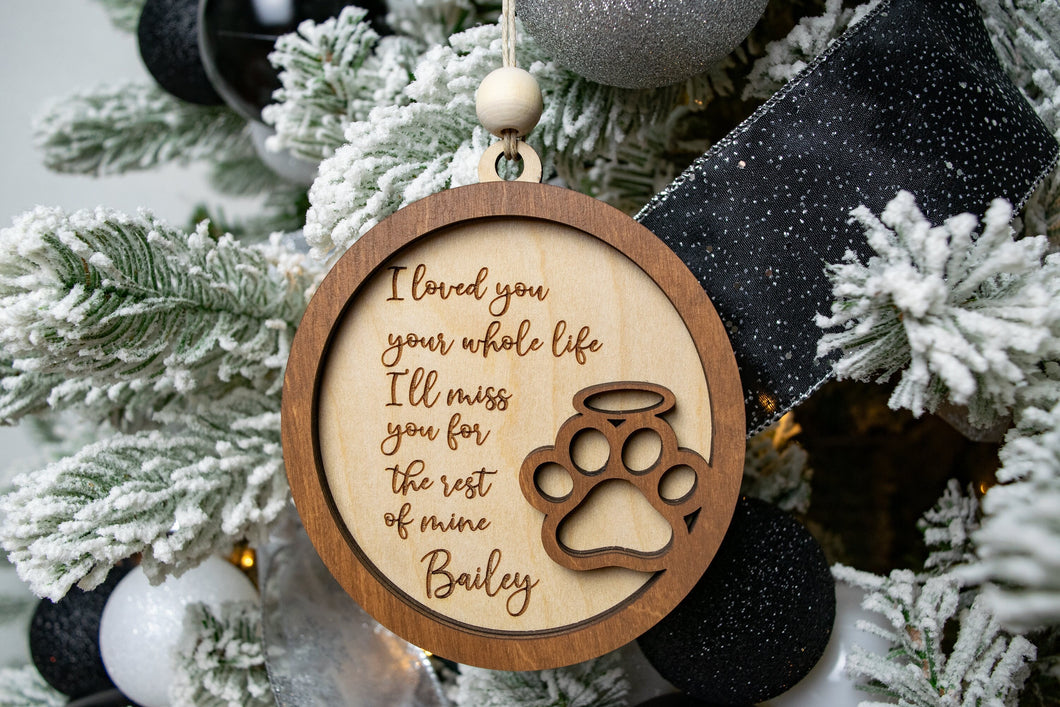 Personalized Wooden Dog or Cat Memorial Ornament - Pet Bereavement Gift